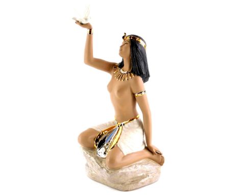 A Nadal ceramic figure of Cleopatra, holding a dove on a stylised rock base. (AF)