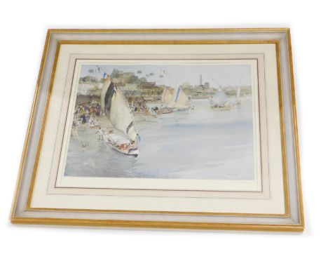 Sir William Russell Flint (1880-1969). Holiday After Ramadan, artist signed colour print, 49cm x 63cm.