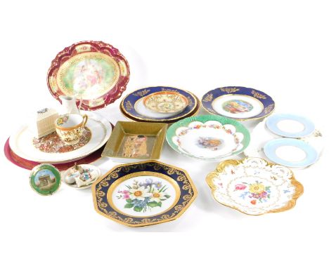 Various collectors plates etc., one marked 24 karat gold or floral form inset with flowers, 24cm wide, a Klimt Goebel dish, L