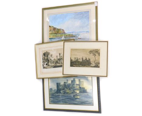 Jean Morgan-Roberts.  Conwy Castle, from the Gyffin Road, watercolour, 30cm x 45cm, and a watercolour, signed Doris E Crichto