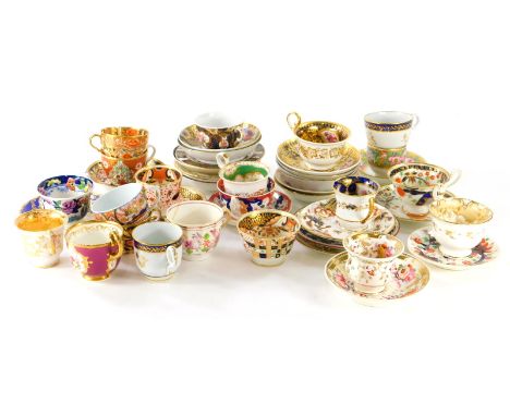 A collection of cabinet cups and saucers, and other English porcelain teaware, 19th and 20thC mugs and other small cabinet pi