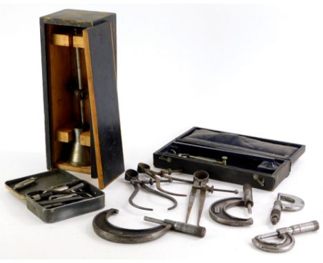 A quantity of engineering tools, to include micrometers, calipers, etc.