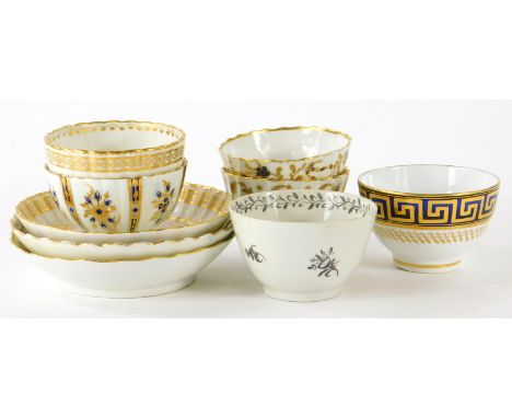 Various 18th/19thC English tea bowls and saucers, including Spode, Caughley, Derby, Barr Worcester. (9)