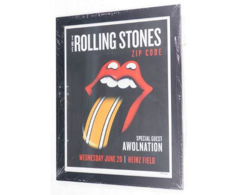 A limited edition Rolling Stones Zipcode poster, for Wednesday 20th June number 89 of 500, 68cm x 53cm.