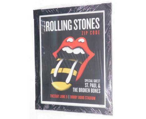 A limited edition Rolling Stones Zipcode tour poster, for Tuesday 9th June, number 319 of 500, 68cm x 53cm.