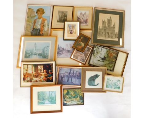Various prints, pictures, frames, Old Master prints, etc., various others, Out of the Family print, 18cm x 29cm, (a quantity)