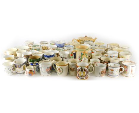 A large collection of Queen Victoria 19thC and later royal commemorative mugs, cups, beakers and jugs including Royal Doulton
