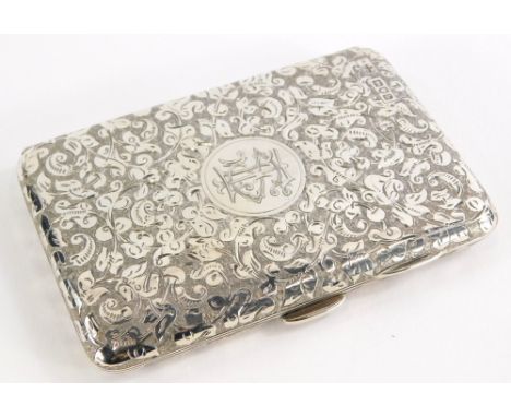 An Edward VII silver note book case, with engraved decoration fitted interior, propelling pencil, London 1903. 