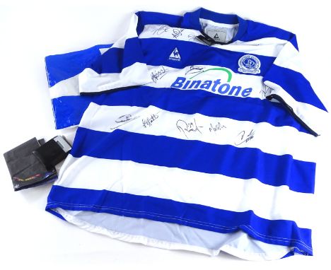 A Queen Park Rangers Football Club football shirt, bearing various signatures, size 50/52 inch chest, a promotional digital a
