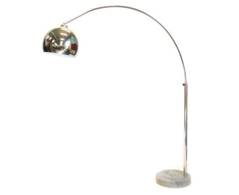 A Frandsen design chrome plated reading standard lamp, with an arched adjustable support on a marble base, with instructions.