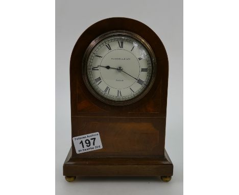 Mahogany cased domed top French mantle clock by Russells Limited of Paris. In ticking order