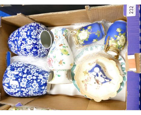 A mixed collection of ceramic items to include - decorative Woods and Son blue and white vases, Oriental themed vase, Noritak