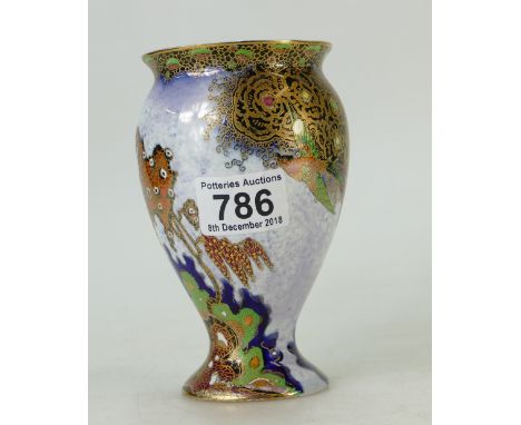 Carltonware vase, gilded and decorated with bird of paradise &amp; butterfly, height 15cm (small chip to top rim) 