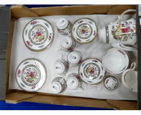 Paragon 21 piece porcelain coffee set Tree of Kashmir pattern 6 x cups, 6 x saucers, 6 x side plates, coffee pot, sugar and c