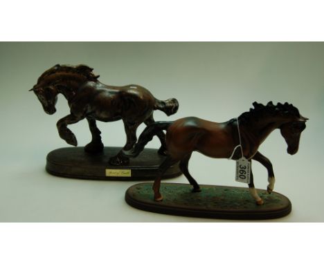 Beswick Spirit of Earth Shire horse on ceramic base in copper finish from the Brittania collection together with, Royal Doult