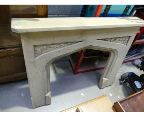 Cast stone affect Victorian style reproduction fire surround, length 136 x height 109cm