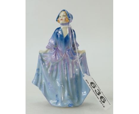 Royal Doulton smaller figure Sweet Anne M6, blue colourway, c 1930's. Tiny pin head chip to r/h side of bonnet.