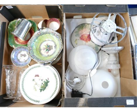 A mixed collection of ceramics to include Portmerion Botanic Garden plates and a bowl, Royal Tuscan cup &amp; saucers, glass 