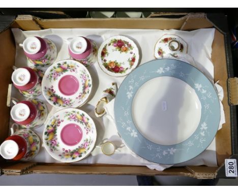 A collection of ceramics to include Royal Albert country roses candlestick, pin dishes, Royal Albert Surrey cups &amp; saucer