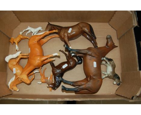 A collection of Royal Doulton and Beswick and Goebel animals - to include dogs, horses and donkey. All damaged.