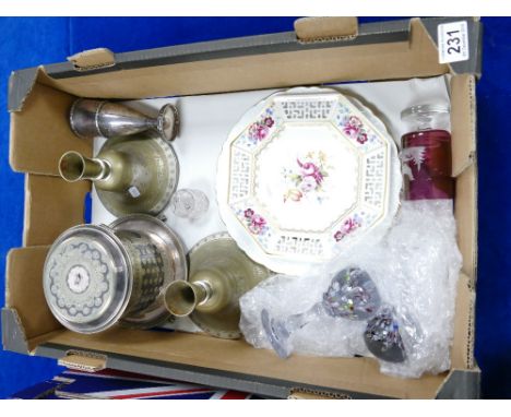 A mixed collection of items to include Spode limited edition hand decorated wall plate, silver plated biscuit barrel, similar