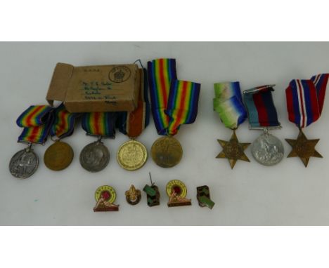 A collection of medals including pair of first world war medals awarded to PW1519 PTE T Porter. Middx R and set of three seco