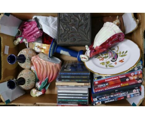 Mixed collection of ceramic items to include, Lovatt (lambeth inspired) vases, Damaged Royal Doulton figure Delight, Lady sha