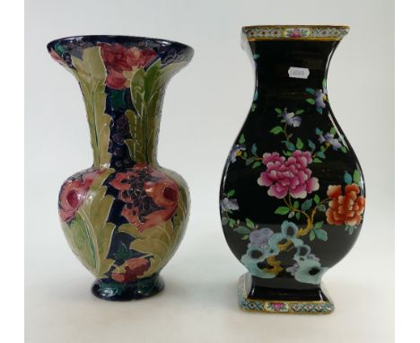 Two large Frederick Rhead vases, height of tallest 36cm (nip to rim of tube lined item).