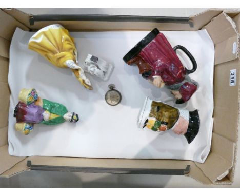 A mixed collection of ceramic items to include - Royal Doulton Sir John Falstaff Toby jug, similar Woods and Sons items, Roya