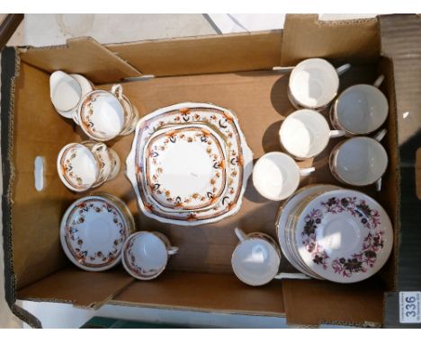 A part Paragon Michele tea set to include 6 cups, saucers and side plates together with a tea set made in England 6 cups, sau