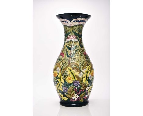 A large Moorcroft floor-standing vase in the Ryden Lane pattern designed by Rachel Bishop, dated 1999, a limited edition numb