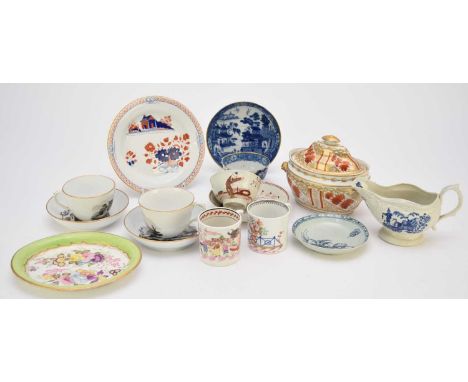 A group of Liverpool pottery and porcelain, 18th century and early 19th century, comprising a James or John Pennington 'Fishe