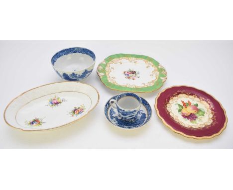 An assorted collection of English plates, 19th century, including a Machin or Hicks &amp; Meigh 'moustache' shaped dessert pl