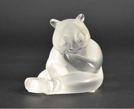 A Lalique Crystal panda, post-war, frosted glass, modelled seated, signed 'Lalique France', 7cm highCondition:Tiny abrasion/p