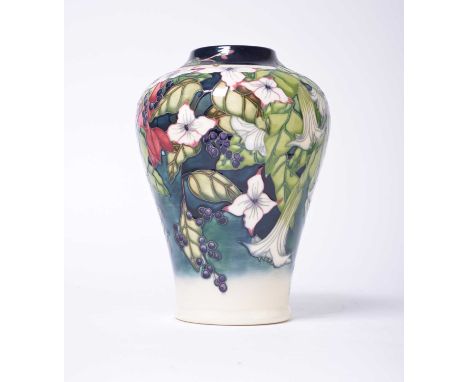 A Moorcroft vase in the 'Nostalgia' pattern designed by Anji Davenport, dated 2003, a limited edition of 150, signed by the d