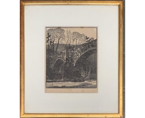 Cicely Griffiths (b.1894), Bridge at Vroncyssyltau, woodcut print, monogrammed CMG within the plate, signed in pencil, 17.5x1