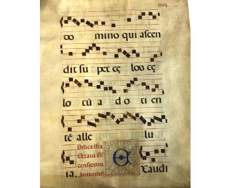 A plain song music manuscript, 53cmW 