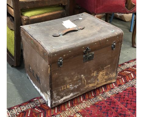 A canvas travel trunk filled with Christmas decorations, 55cmW 