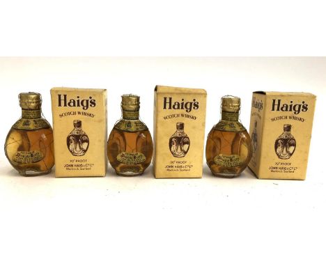 Three bottles of Haig's scotch whiskey 'Dimple Scots' 70% proof miniatures 