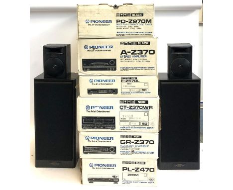A Pioneer stereo hi-fi stack comprising PD-Z970M, multi-play compact disc player; A-Z370 stereo amplifier; F-Z570L FM/AM digi