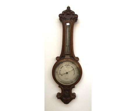 A banjo barometer by H Hughes &amp; Son, 59 Fenchurch Street, London, 80cmL 