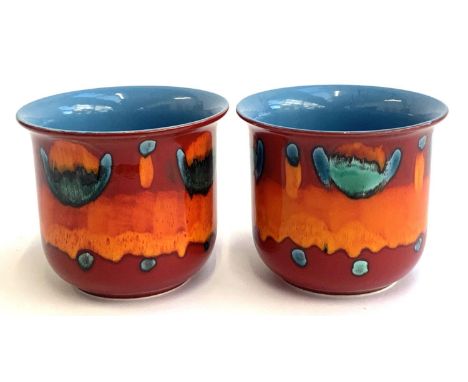 A pair of Poole Pottery Volcano planters, 15cmH 