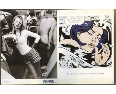 A Roy Lichtenstein 'Drowning Girl' gallery poster, 69x57cm, together with a National portrait Gallery Kate Moss poster, 80x60