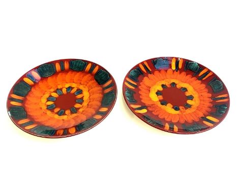 A pair of Poole Pottery Volcano no. 54 dishes, 40cmD 