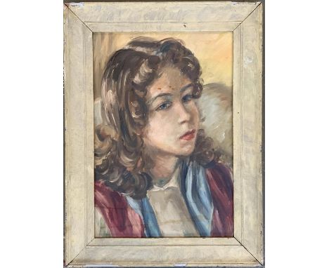 20th century oil on board, portrait of a young woman, 37x25cm 