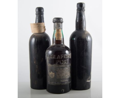 De la Force Port, Tawny, one bottle, Fonseca Port, one bottle, 1960, no label, Port, one bottle, sealed top dated 1920, no la