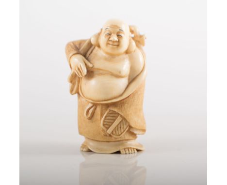 Japanese carved ivory Netsuke - Hoti, two-character mark, 6.5cms.