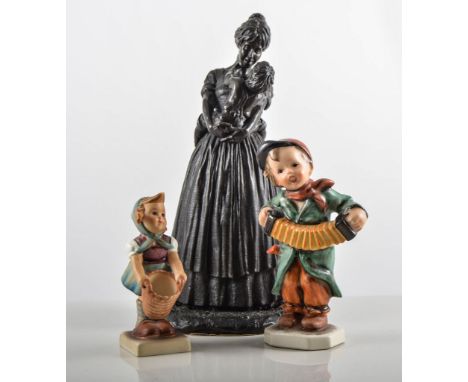 Heridities figure group of a mother and child 24cm, four Goebel Hummel figures - apple tree boy and girl, village boy and lit