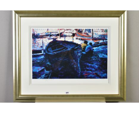 ROLF HARRIS (AUSTRALIAN 1930) 'IN THE SHADE', a limited edition print of a harbour scene, 54/395, signed to lower margin, wit