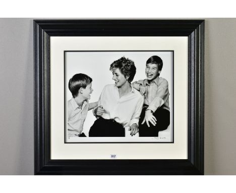 JOHN SWANNELL (BRITISH 1946) 'PRINCESS DIANA, PRINCE WILLILAM, PRINCE HARRY', a limited edition photographic giclee print 10/